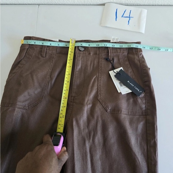 $68 New Black Tape Leather Ankle Pants Brown Women High Rise Size 30 Pockets - Picture 8 of 12
